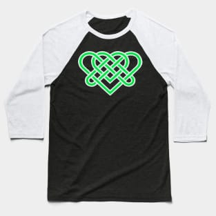 Celtic Eternal Love Knot Romantic Heart Green Design Baseball T-Shirt